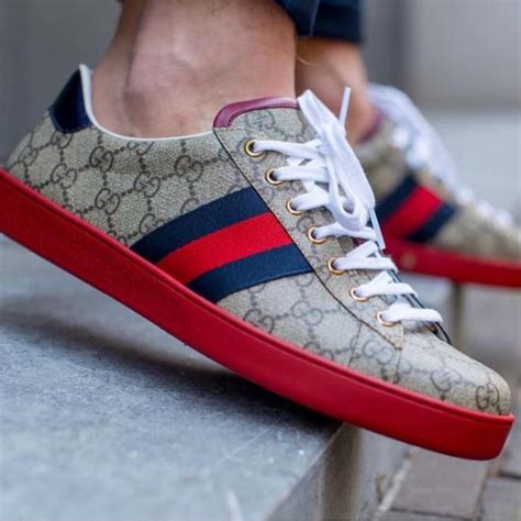 white and red sneakers like gucci|Gucci red bottom sneakers.